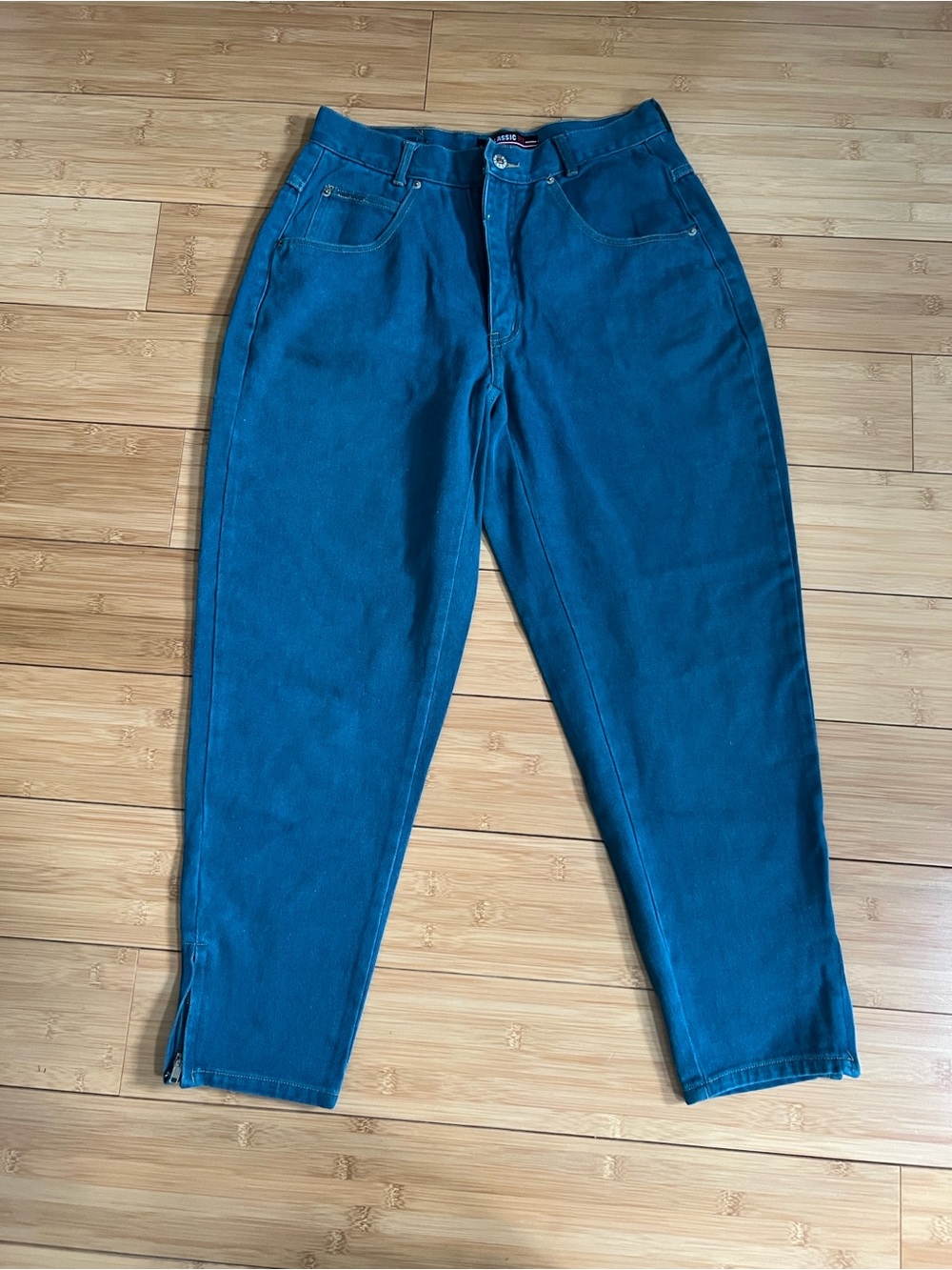 Classic Fit Original Denim Womens Jeans 30x30 Teal Blue High Rise Tapered